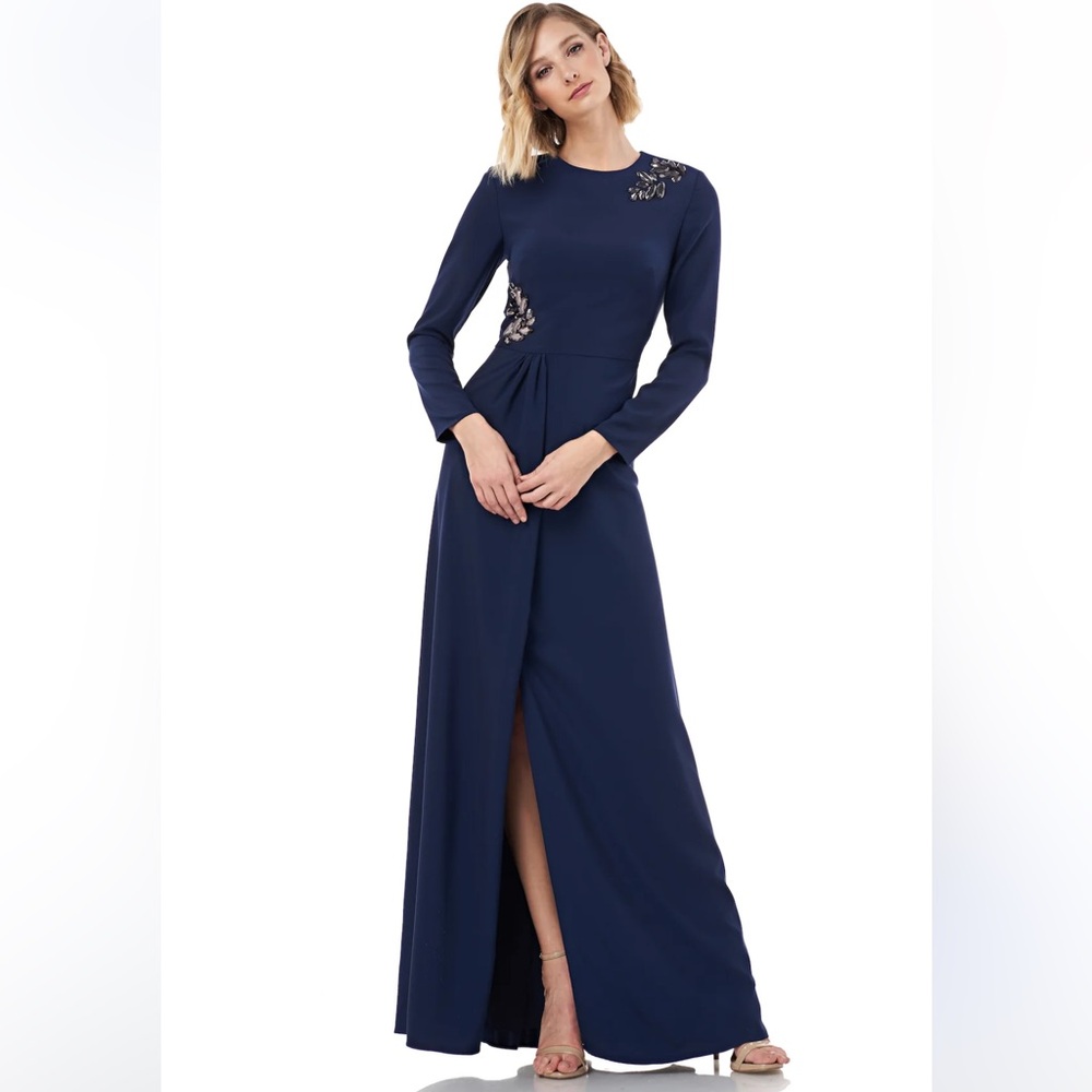 Kay Unger Midnight Blue Long Sleeve Gown